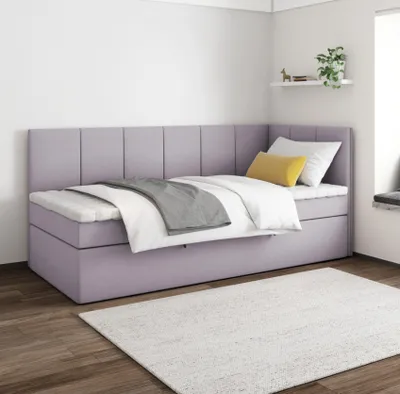 Produktbild von Boxspringbett POLA 100x200 cm, T25 Topper, Kinderbett, Jugendbett, Einzelbetten, Bett, Stauraum Polsterbett, Matratze H3, RECHTS (Rosa - Itaka 38)