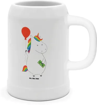 Produktbild von Mr. & Mrs. Panda Krug Einhorn Luftballon - Weiß - Geschenk, Freundin, Einhörner, Seidel, Tonkrug, Geld, Deko, Humpen, Bier, Steinkrug