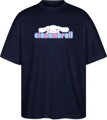 Produktbild von Spreadshirt Cinnamoroll Guckt Über Schriftzug Oversize Uni T-Shirt, XXL, Navy