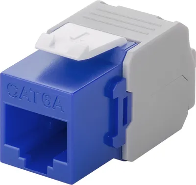 Produktbild von Keystone Modul RJ45 CAT 6A, UTP 16,5 mm breit, Krokodil-Typ, Klemmleiste für werkzeugfreie LSA-Montage