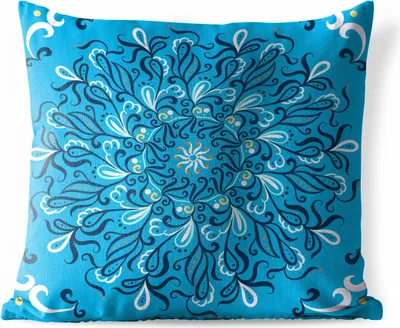 Produktbild von MuchoWow® Outdoor Kissen - Mandala - Blau - Muster - 45x45 cm - Wetterfest - Lounge Kissen - Fotokissen - Dekoratives Kissen