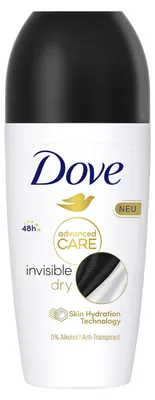 Produktbild von Dove Invisible Dry Advanced Care Fleckenfreies Roll-On-Antitranspirant 50 ml