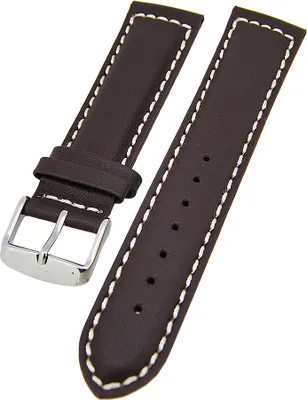 Produktbild von Uhrenarmband Kalbslederband Dunkelbraun mit dicker Naht gepolstert 18mm