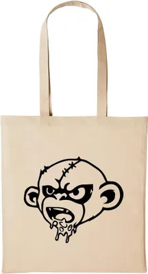 Produktbild von Huuraa Baumwollbeutel Zombie AFFE Geschenk Einkaufstasche Natural 10 Liter Baumwolle Zombie AFFE Accessoire