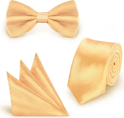 Produktbild von SET Krawatte Fliege Einstecktuch Gold  einfarbig uni aus Polyester