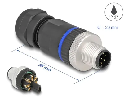 Productafbeelding van Delock M12-connector, type A, 8-polig, stekker voor montage met schroefverbinding