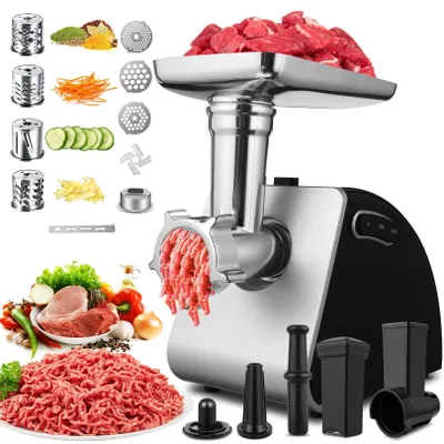 Produktbild von COOCHEER Elektrischer Fleischwolf 2000W, Wurstfüller Spritzgebäck Kibbe Set, 3 L