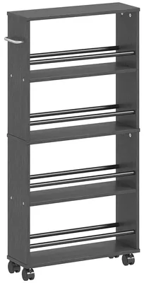 Imagen del producto de Armario multifuncional estrecho con ruedas y 4 compartimentos | Color: | Dimensiones: 45 x 15 x 91 cm