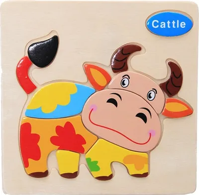 Immagine prodotto di 10 PCS bambini giocattolo educativo in legno Cartoon Puzzle (mucca)