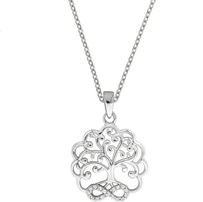 Produktbild von Halsketten-Anhänger mit Halskette Damen 925 Sterling Silber rhodiniert Lebensbaum 45cm