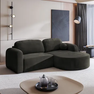 Produktbild von Masseno Ecksofa AMILIA M mit Schlaffunktion L-Form, Sofa mit Bettkasten, Wohnzimmersofa, Couch, Soffa, Bettsofa, Couchgarnitur- Schwarz, MONOLITH 95