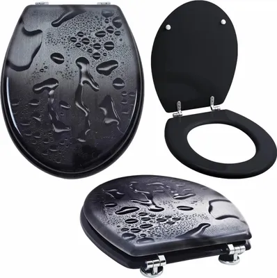Produktbild von Grafner WC Sitz aus MDF stabile Qualität Black Drops mit Absenkautomatik Soft Close