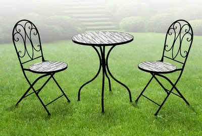 Image de 3pcs. ensemble de sièges Bistro Mosaïque Garniture de jardin aspect pierre Meuble de jardin Ø60cm
