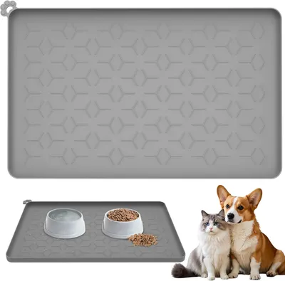 Produktbild von Futternapfunterlage für Katzen/Hunde, 48 x 30 cm, lebensmittelechtes Silikon, rutschfest, wasserdicht