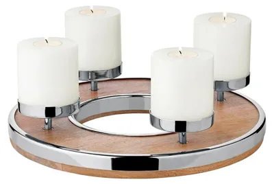 Adventskranz Jale, Mango-Holz, Edelstahl, Ø 36 cm