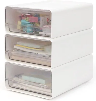 Produktbild von Famanu Organizer mit Acrylschubladen, 3 Stück - Transparent Weiß