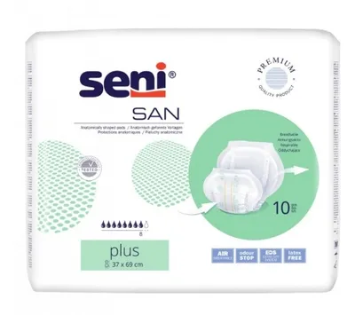 Obrázok produktu pre Pieluchy anatomiczne Seni San Plus, 10 sztuk - Długi termin ważności!
