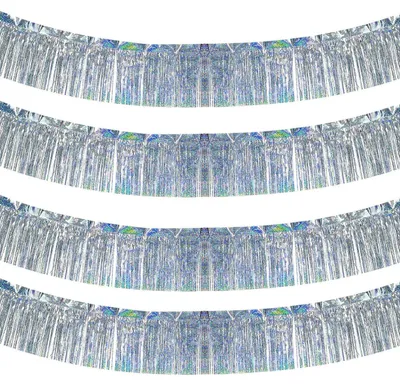 Produktbild von Lametta Fransen Girlande Party Deko Silber 4 Stück 20 x 200 cm