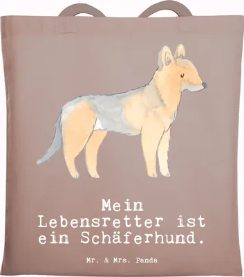 Produktbild von Mr. & Mrs. Panda Shopping Tasche Schäferhund Lebensretter - Braun Pastell - Geschenk, Tote Bag, Jutebeutel, Einkaufstasche, dokumententasche