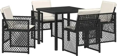 Immagine prodotto di vidaXL Set da pranzo da giardino 5 pezzi in polirattan nero