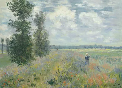 Image de Affiche 18 x 13 cm Champs de coquelicots près d'Argenteuil, Monet Vintage