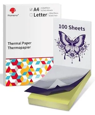 Zdjęcie produktu dla Papier transferowy do tatuażu 100 arkuszy szablonowy dla artystów