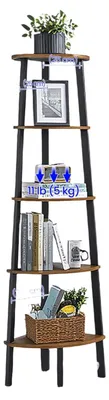 Obrázek produktu pro Rohová police – knihovna – vintage styl – úsporná velikost – 32,5 x 159 x 34 cm