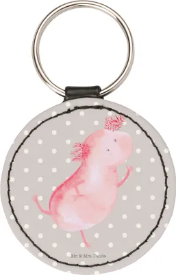 Produktbild von Mr. & Mrs. Panda Schlüsselanhänger Axolotl Tanzen - Grau Pastell - Geschenk, gut Gelaunt, Taschenanhänger, mini, Anhänger, Sterne, Lurch, Freudig, Bunt, Verrückt