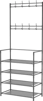 Produktbild von Famanu Garderobe mit Schuhbank und Hutablage - Freistehendes multifunktionales Aufbewahrungsregal für Flur und Schlafzimmer