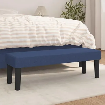 Obrázok produktu pre Modrá sedacia lavica, 100 x 30 x 30 cm, potiahnutá látkou, s penovým výplňou. Vhodná do jedálne, obývačky, ako posteľná lavica alebo do predsiene