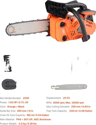 Zdjęcie produktu dla Pilarka łańcuchowa, moc 1,02 KM, ostrze 30 cm, 12 cali 25 cm3