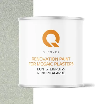 Produktbild von Q-COVER BUNTSTEINPUTZ-RENOVIERFARBE Papyrusweiß RAL 9018 2,5L – UV- & Witterungsschutz, wasserabweisend, für Innen & Außen