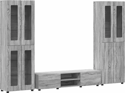 Produktbild von TV-Schrankset mit Tür FLORIN 3 pcs Graues Sonoma Holzwerkstoff
