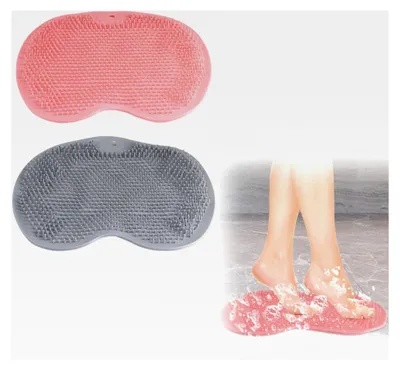 Produktbild von 2 Stück rutschfeste Silikon-Massagepad mit Saugnäpfen, Fußbürste für die Dusche, Fußmassagegerät zur Reinigung und Peeling der Füße ohne Bücken, Fußpflege und Entspannung