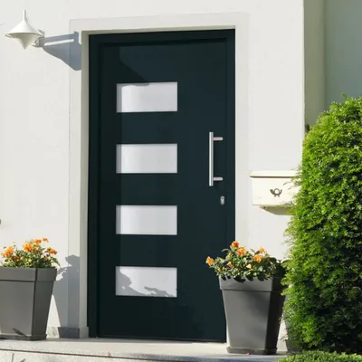 Immagine prodotto di The Living Store porta d'ingresso in alluminio e PVC antracite 100x210 cm