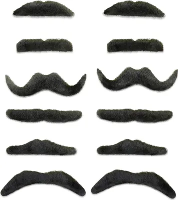 Produktbild von Lustiges Schnurrbart-Set 12 Stück schwarz - Einheitsgröße