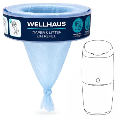 Produktbild von WELLHAUS Nachfuellfolie Windeleimer geruchlos 7m 7lagig 240 Windeln