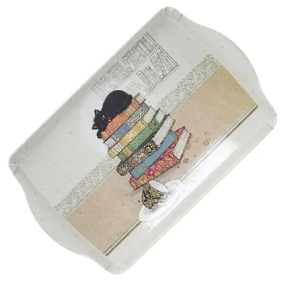 Image de Grand plateau en mélamine avec motif de chats, 24 x 38 cm