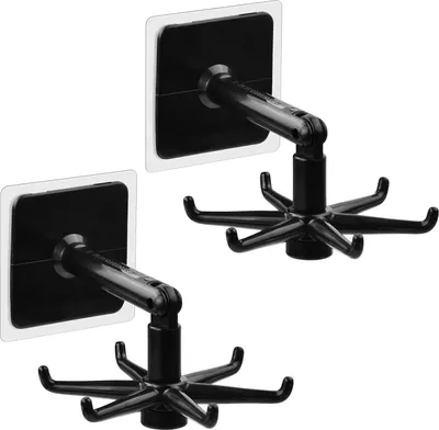 Two black rotating hook organizers are shown against a white background.