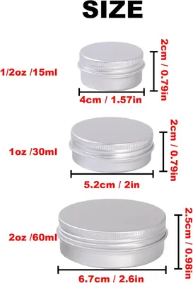 Produktbild von Aluminiumdosen 48 Stück, 60 ml 30 ml 15 ml, Schraubdeckel, für Kosmetik
