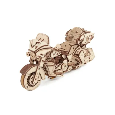 Image de EWA Eco-Wood-Art 3D Puzzle Moto Puzzle 3D en bois avec mécanisme de remontage, roues en caoutchouc et pièces mobiles 273 pièces DIY Moto Puzzle 3D Adultes & adolescents à partir de 14 ans