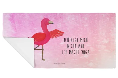 Produktbild von Mr. & Mrs. Panda Handtuch 50x100 Flamingo Yoga - Aquarell Pink - Geschenk, Vogel, Frotteehandtuch, Rosa, Meditieren, Namaste, Flauschtuch, Aufgeregt, kleines, Baum