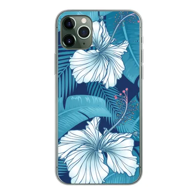 Produktbild von MuchoWow® Handyhülle Schutzhülle Hülle für iPhone 11 Pro Max Tropisch - Blumen - Blau Silikon Softcase Handy Hülle - Schutz
