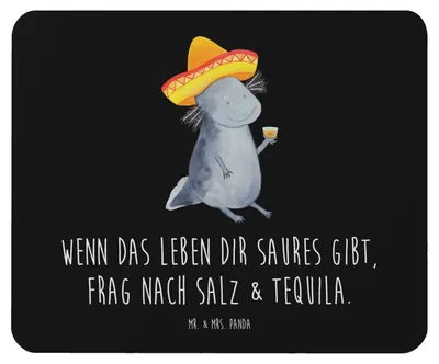 Produktbild von Mr. & Mrs. Panda Mauspad Axolotl Tequila - Schwarz - Geschenk, trinken, Zitrone, Party, mausteppich, Mousepad, laptop, pc, Mouse Pad, Mexico, Urlaub, Spruch