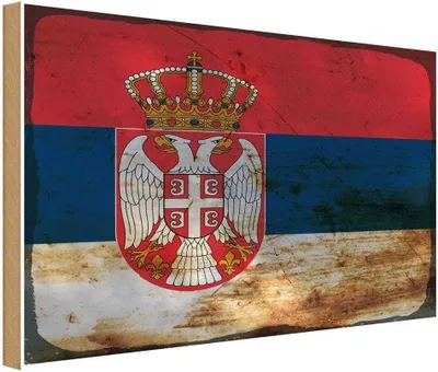 Produktbild von vianmo Holzschild 12x18 cm Serbien Serbia Rost Flagge Fahne Wappen