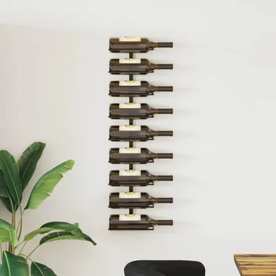 Produktbild von vidaXL Wand-Weinregal für 9 Flaschen Schwarz Eisen