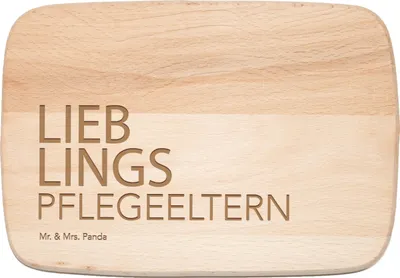 Produktbild von Mr. & Mrs. Panda Holzbrett Pflegeeltern - Transparent - Geschenk, Frühstücksbrettchen, Geschenkidee, Eltern, Papa, Mama, Holzbrettchen, Schneidebrett, schneidbrett, Papi