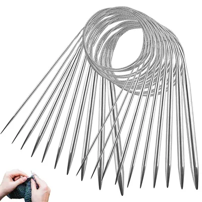 Produktbild von Rundstricknadeln Metall 80cm 10 Stück 10 Größen 2-8mm Edelstahl