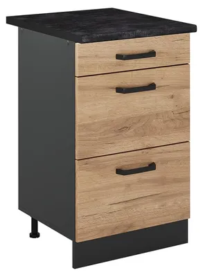 Productafbeelding van Onderkast keukenmeubel Vicco R-Line, goudkleurige eikenhoutstructuur/antraciet, 50 cm, werkblad antraciet, model 69803