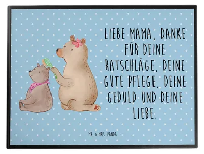 Produktbild von Mr. & Mrs. Panda bastelunterlage Bär Kind - Blau Pastell - Geschenk, Muttertag, Familie, schreibtischunterlagen, schreibauflage, schreibtischunterlage, Mom, Mutti, Mama